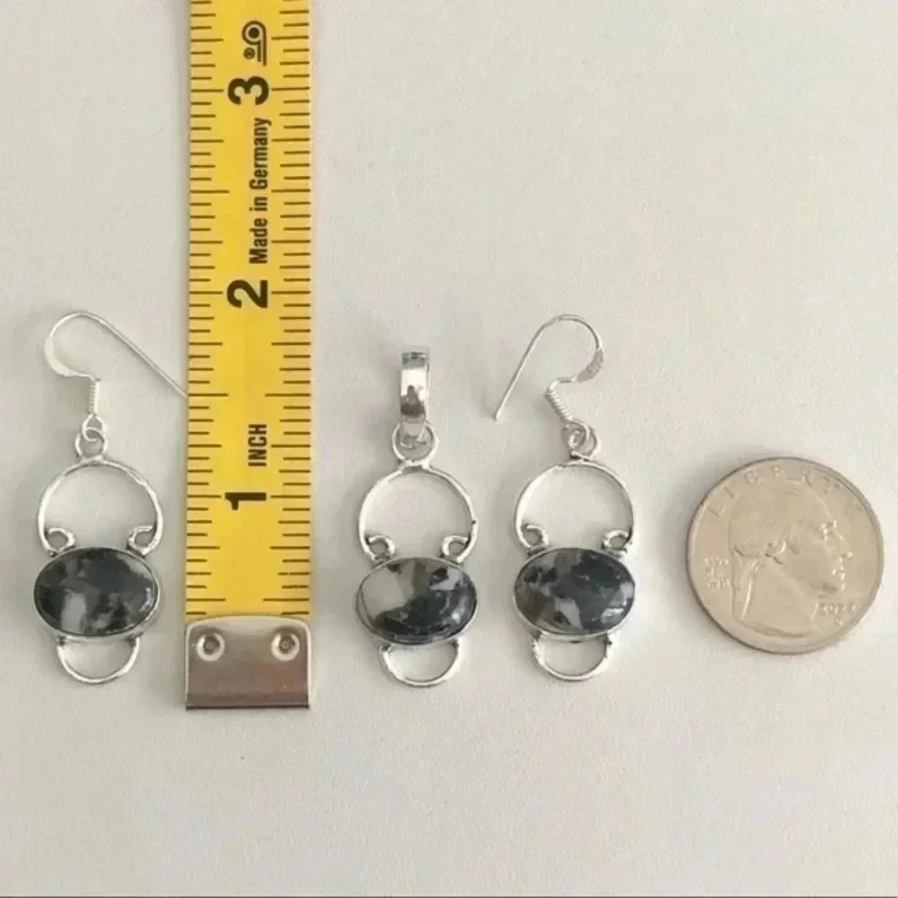 Copper White Buffalo Turquoise 925 Sterling Silver Necklace & Earring Set NWT